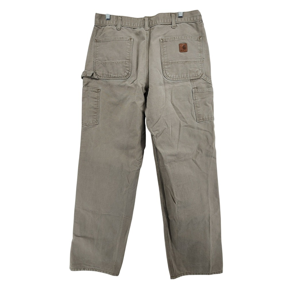 Carhartt 35x34 Tan B11 DES Canvas Work Carpenter Pants Dungaree Fit Heavy Duty - Picture 3 of 8